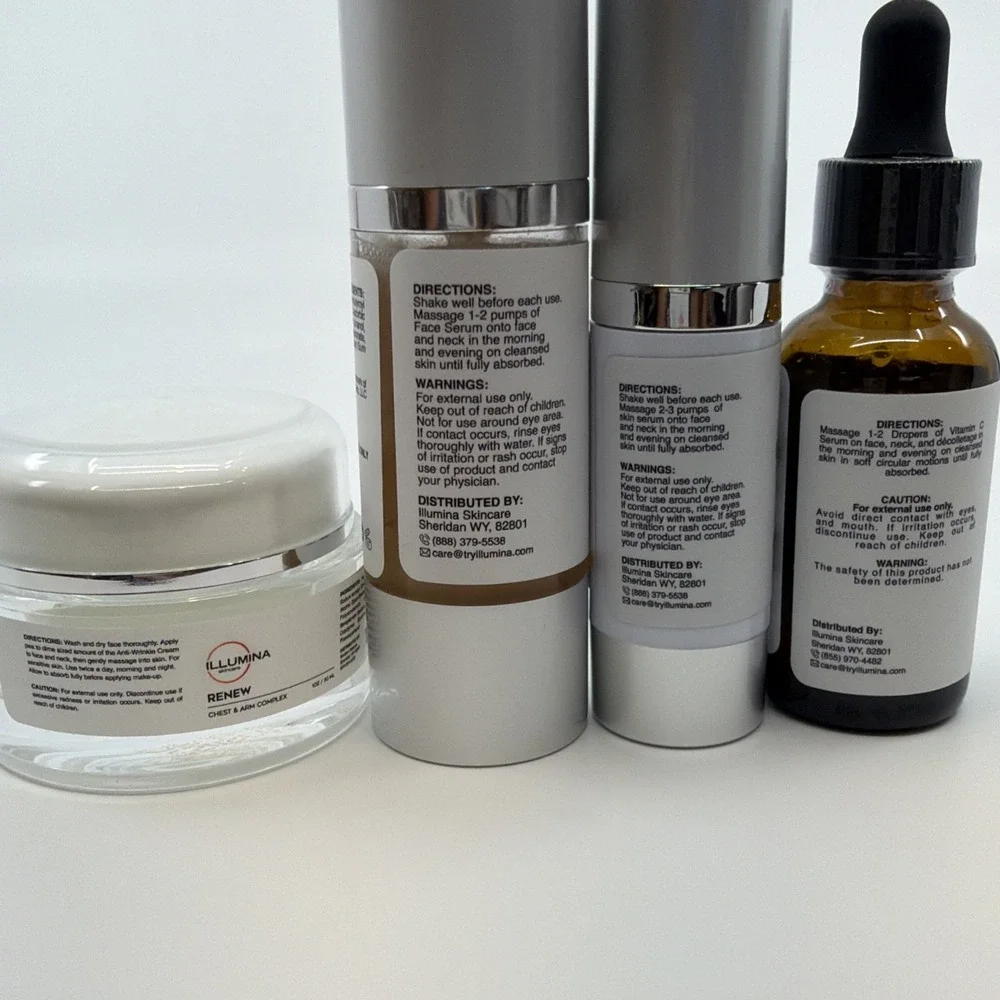 Illumina Skincare Complete Set Renew Rewind Revive 4 Piece Anti Aging Skincare